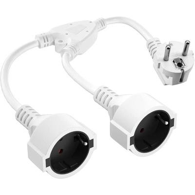 Gotrays - Doppelstecker für Steckdose, Kurzes Verlängerungskabel mit 2 Steckdosen, 2 Steckdosen Image