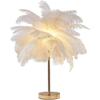 Kreative weiße Straußenfeder-Tischlampe, Nachttischlampe, luxuriöses und elegantes