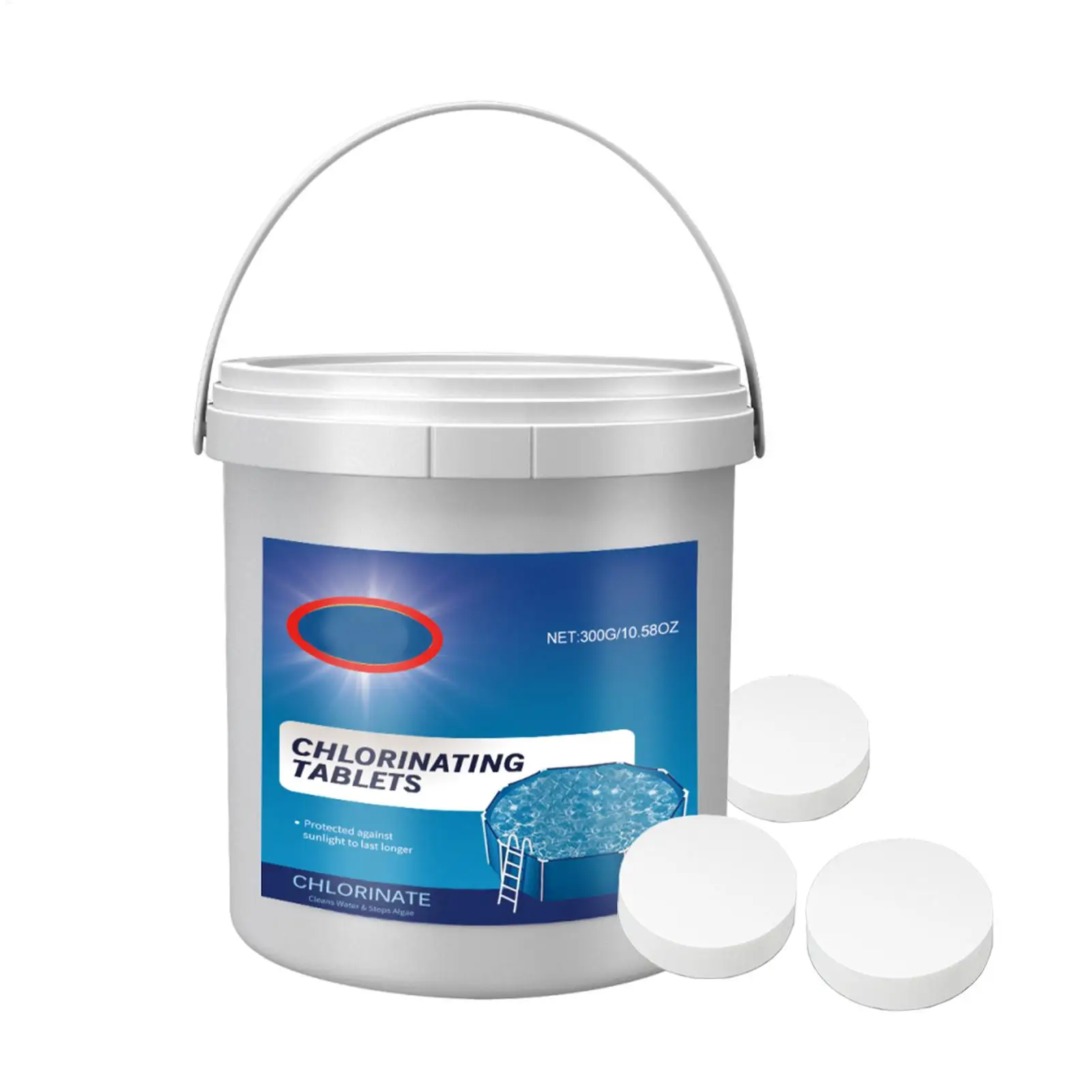 Comprimés de chlorinage de piscine 300g, désinfectant polyvalent pour piscine, nettoyage à l'eau, comprimés effervescents pour piscines, baignoire, Spa