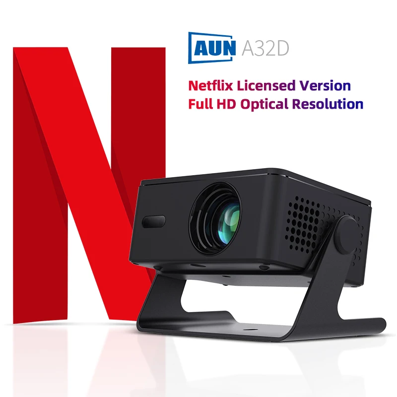 AUN A32D projecteur Full HD Portable Linux Netflix sous licence cinéma Home cinéma MINI projecteur vidéo LED WIFI pour téléphone film 4K