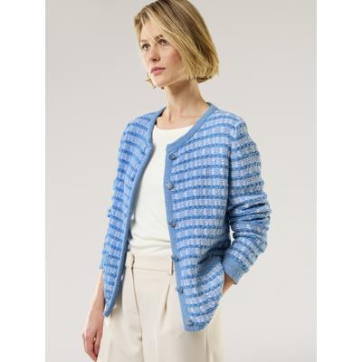 Walbusch Damen Strick-Jacke Bändchengarn Hellblau grafisch Image