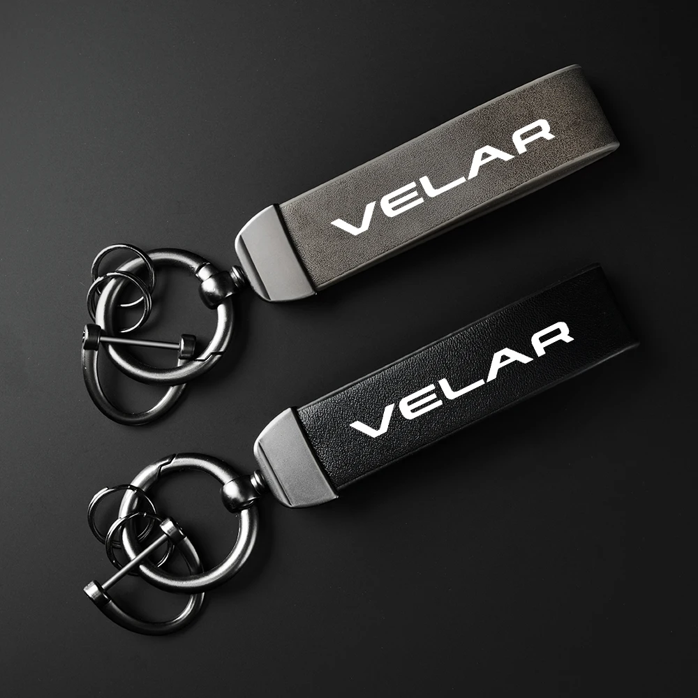 Auto hochwertiges Leder Schlüsselanhänger Hufeisenschnalle Schmuck für Land Rover VELAR Autozubehör Image