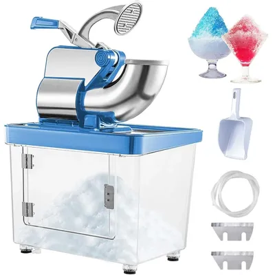 110V Commercial Ice Crusher 661LBS/H,ETL Approved Electric Snow Cone Machine with Dual Blades,Stainless Steel Shaved Ice Machine