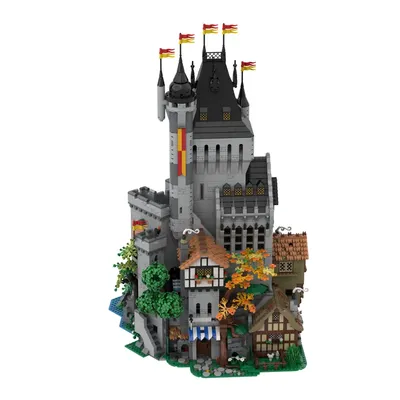 Gobricks MOC Mittelalterliche The Lion Knights' High Tower Ziegel Modell Mittelalterliche Burg Architektur Bausteine Montage Spielzeug Geschenke Image