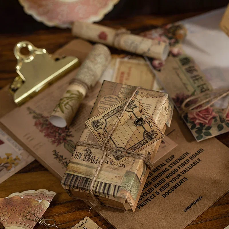 40 Blatt Hand-Scrapbook, dekorativ, Vintage-Aufkleber, Material, Konto, Basis, Paer, Nachricht, Pad, Notizen, Retro-Literatur Image