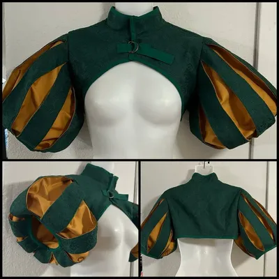 Mittelalterliches Renaissance-Bolero-Oberteil, Tudor-Barde-Jacke mit Kragen, für Erwachsene und Damen, modische Vintage-Tudor-Jacke mit Puffärmeln Image