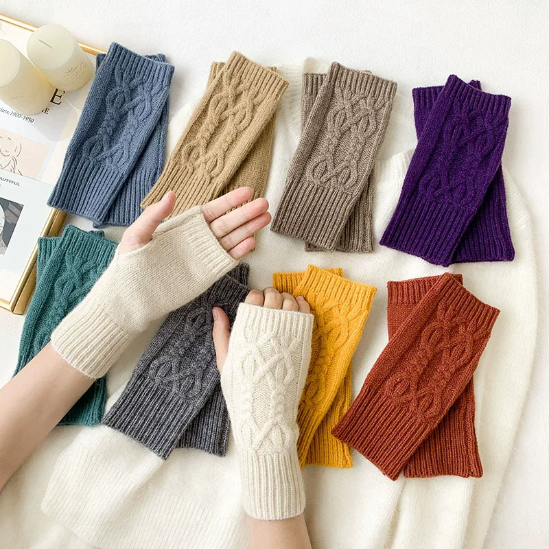 NEUE Frauen Hand Wärmer Winter Handschuhe Mode Stricken Faux Wolle Handschuh Warme Finger Handschuh Gants Femme frauen handschuhe Image