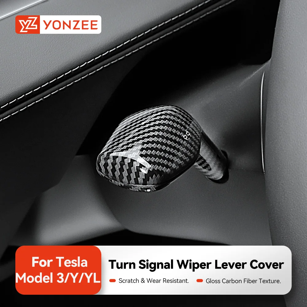 YZ Für Tesla Modell 3 YL 2025, Highland Juniper Carbon Fiber Schalthebel Abdeckung Lenkhebel Griff Schutz Shifter Shell Image