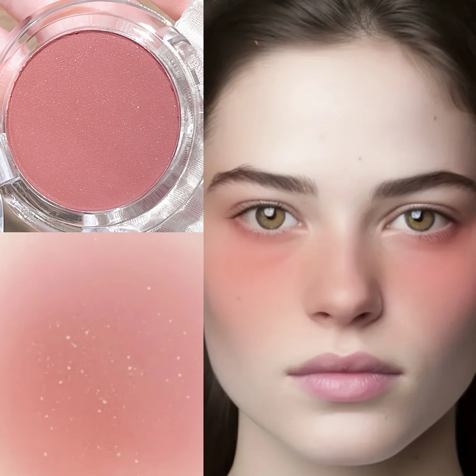 Wasserdichte Wangentönung Rouge-Palette Gesichtskonturierung Gesichtsrouge Natürliche Wangenrouge Kosmetik Erhellen Sie das Gesichtsrouge-Puder Image