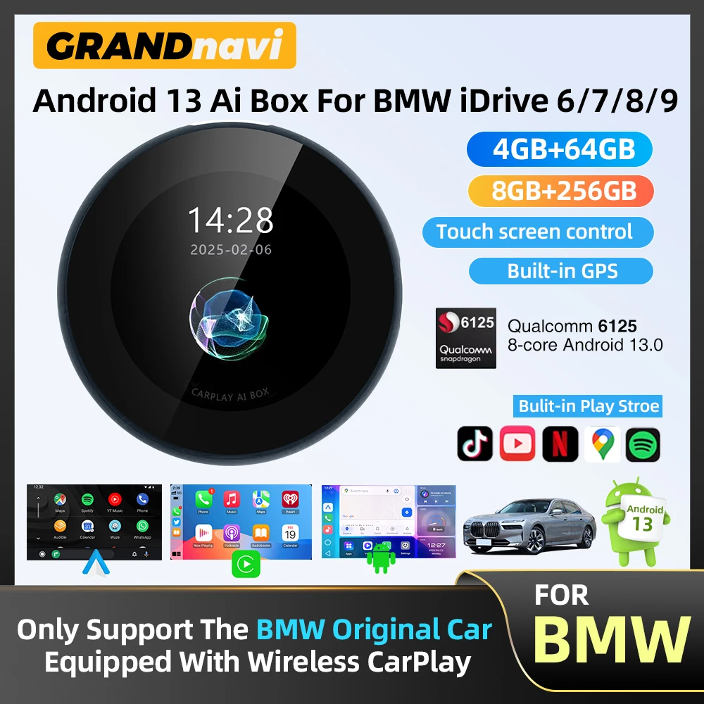 QCM6125 Android 13 AI Box Für BMW Autos Drahtlose CarPlay Für BMW ID6 ID7 ID8 ID9 Touchscreen 4G WIFI GPS Unterstützung YouTube Netflix Image