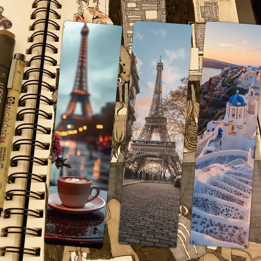 24 Stück Weltlandschaft-Papierstreifen – lange dekorative Karten für Tagebuch, Reiserinnerung und Lesezeichen Image