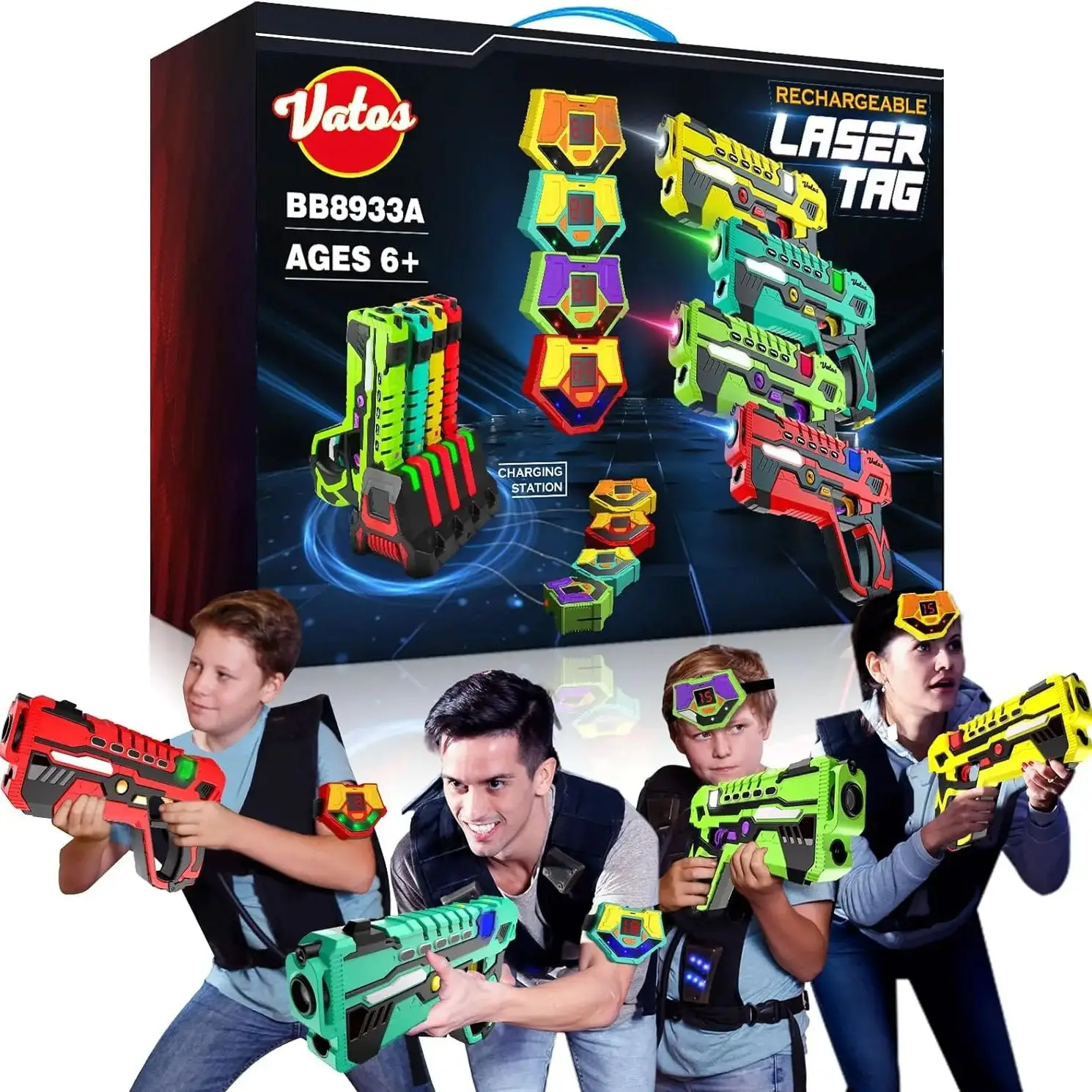 VATOS Laser Tag Battle Game Gun Set Elektrische Infrarot-Spielzeugpistolen Kinder Infrarot-Laserpistole X4 Jungen Kinder Indoor Outdoor-Spiele Image