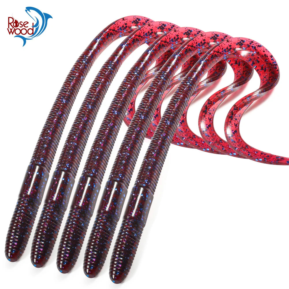 Palisander Lange Locken Schwanz Wurm Weiche Angeln Köder 8 "10" Doppel Farbe Regenwurm Silikon Künstliche Köder Bass Hecht forelle Tackle Image