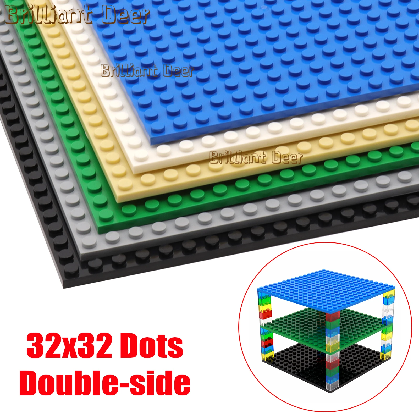 2PCS 32x32 Punkte Grundplatte Doppelseitige Bausteine Grundplatten Für DIY MOC Ziegel Figuren Display-ständer kinder Spielzeug Image