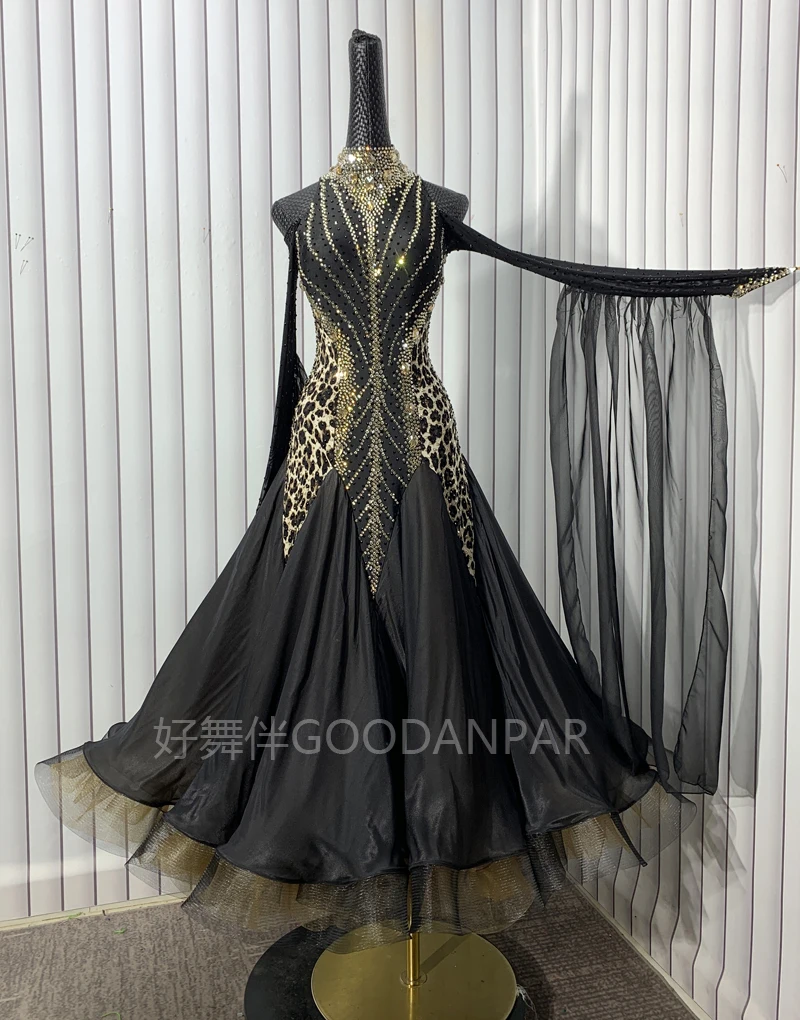 Abiti da competizione di ballo da sala Costumi per adulti Abiti da ballo di valzer Abiti Abiti da ballo Abito Abito standard nero