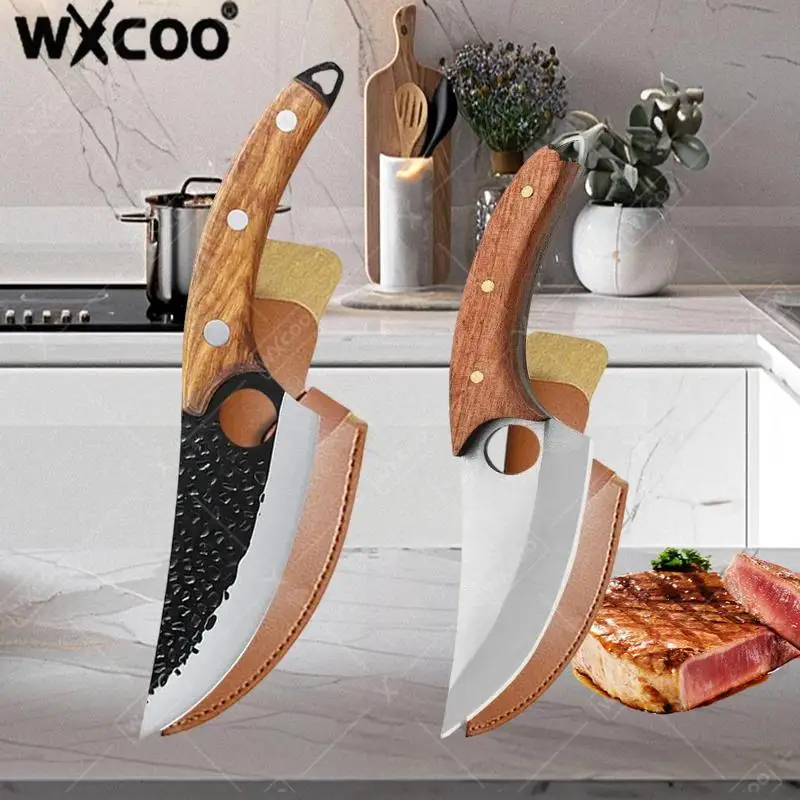 WXCOO Edelstahl Fleischbeil Messer Küche Sharp Boning Haushalt Obst Schäl BBQ Messer Holzgriff Küche Liefert Image