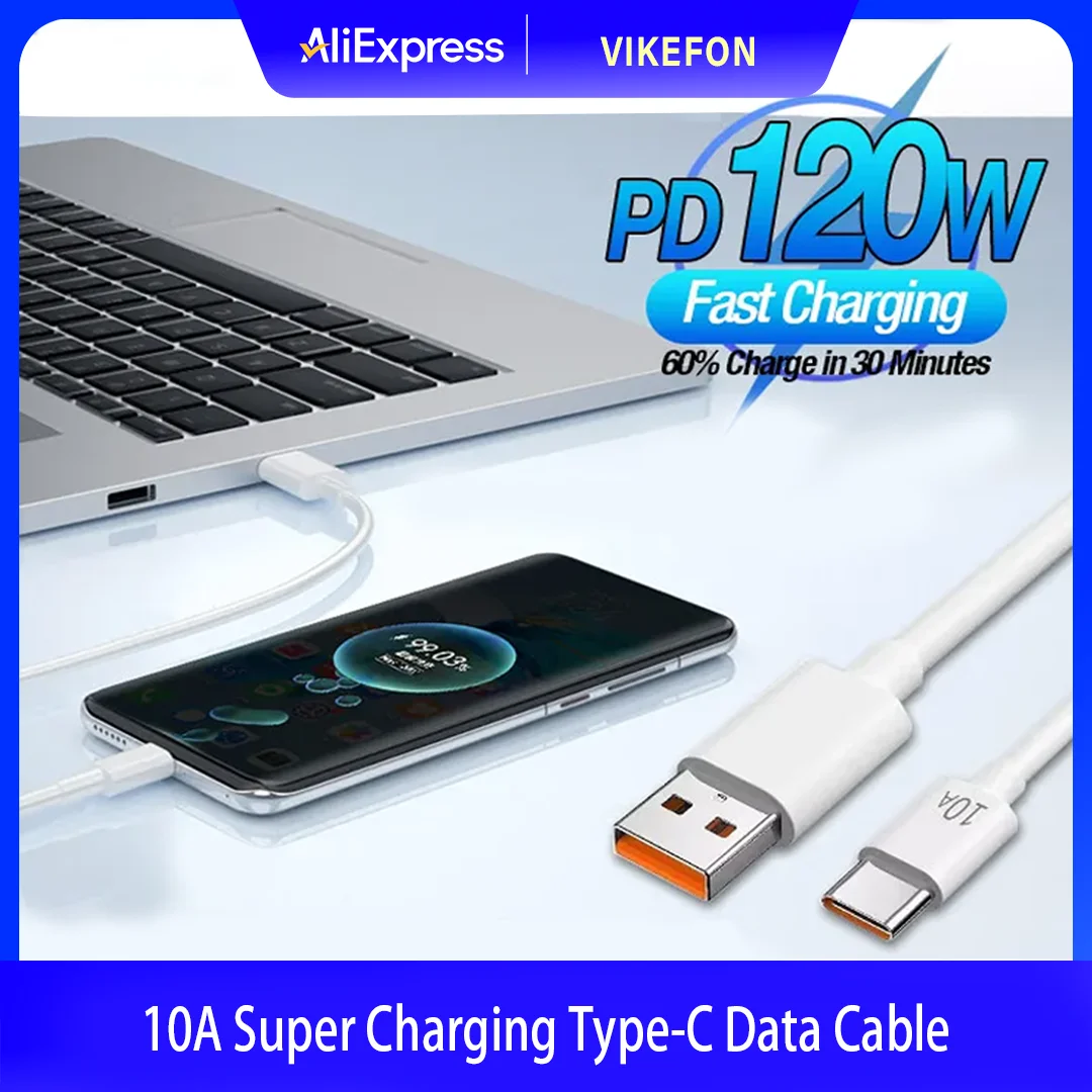 10A Super Schnelle Ladekabel 1M/1,5M/2M Universal 120W USB Typ C Kabel für Xiaomi Smasung S24 S23 Huawei P70 Honor Datenkabel Image