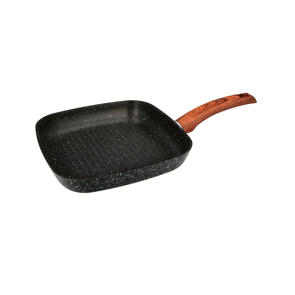 Antihaftgeschmiedete Aluminium Bratpfanne 24x24x4,5 cm. Gummierter Griff / 5 Schichten / Stein-Finish / Alle Arten von Herden / Grill. Image