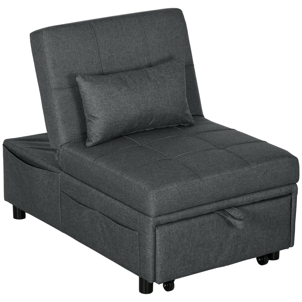 Fauteuil convertible 3 en 1 rembourré gris
