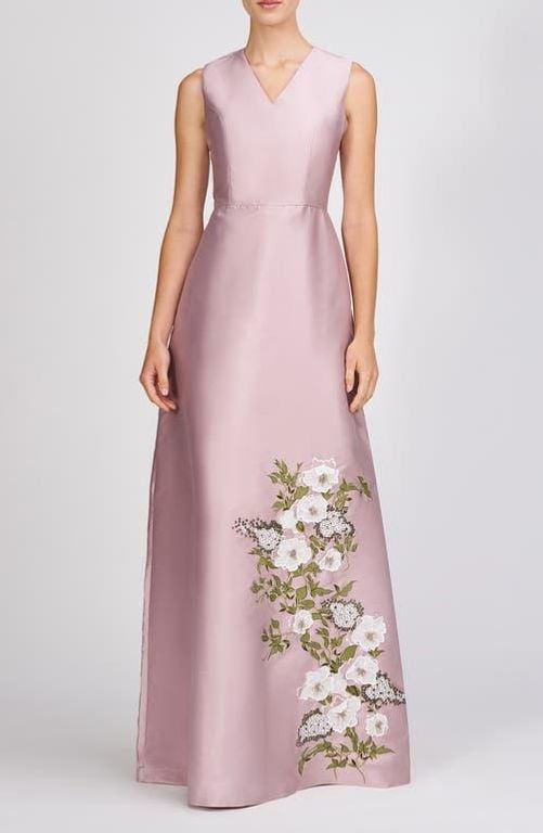 Aurelia Floral Sleeveless Taffeta Gown - Pink - Kay Unger Dresses