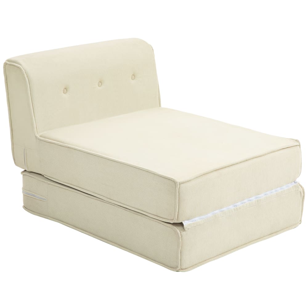 Fauteuil convertible fauteuil lit velours côtelé crème