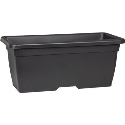 Nora Long 80, Pflanzgefäß/Blumentopf/Pflanzkübel, rechteckig, aus Kunststoff, Farbe: Metallic Grey, Image