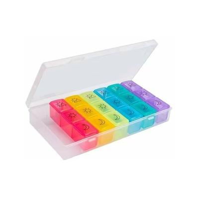 Ahlsen - Französische wöchentliche Pillendose, 7 Tage, 21 Fächer, 3-fach, mehrfarbig, wöchentliche Image