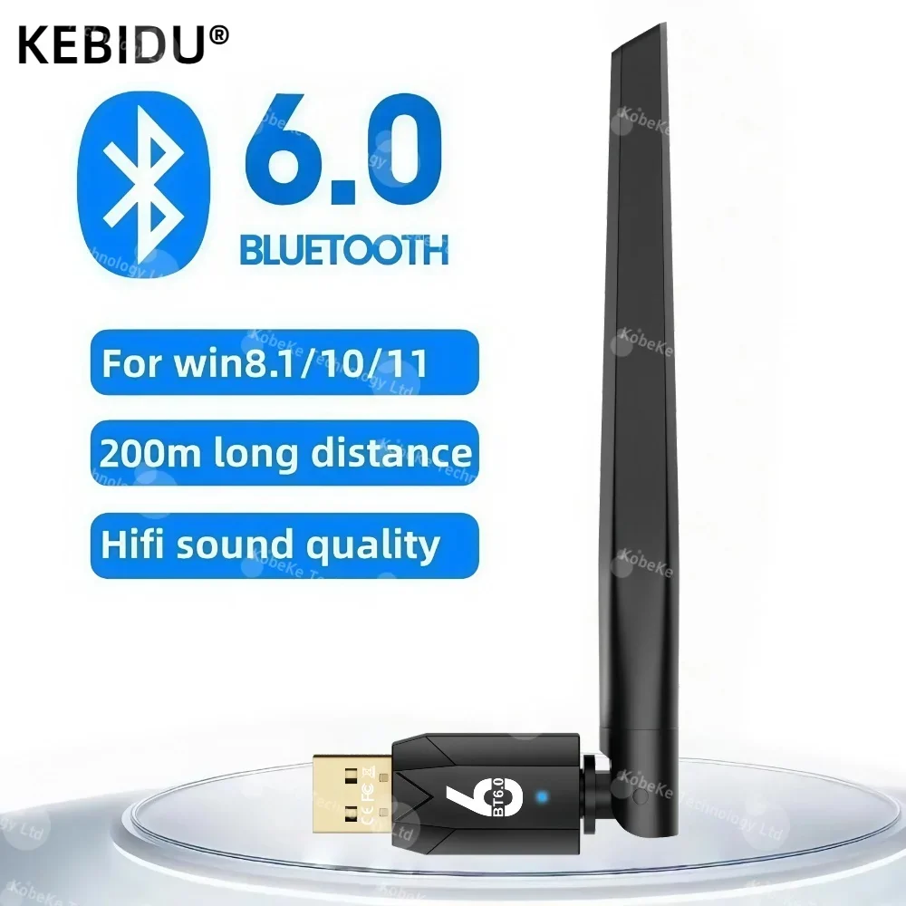 200M Bluetooth 6.0 Adapter USB Bluetooth Dongle Treiber kostenlos für Windows 11/10/8.1 Maus Tastatur Audio Receiver Sender Image