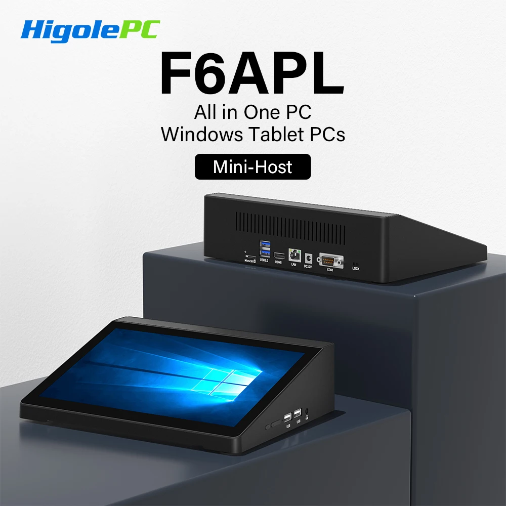 Higole F6APL 10.1'' Fanless Mini PC Intel N4200 Windows 10 WiFi5 4GB 64GB 2340mAh 4K RS-232 RJ45 Laptop Desktop PC Mini Computer