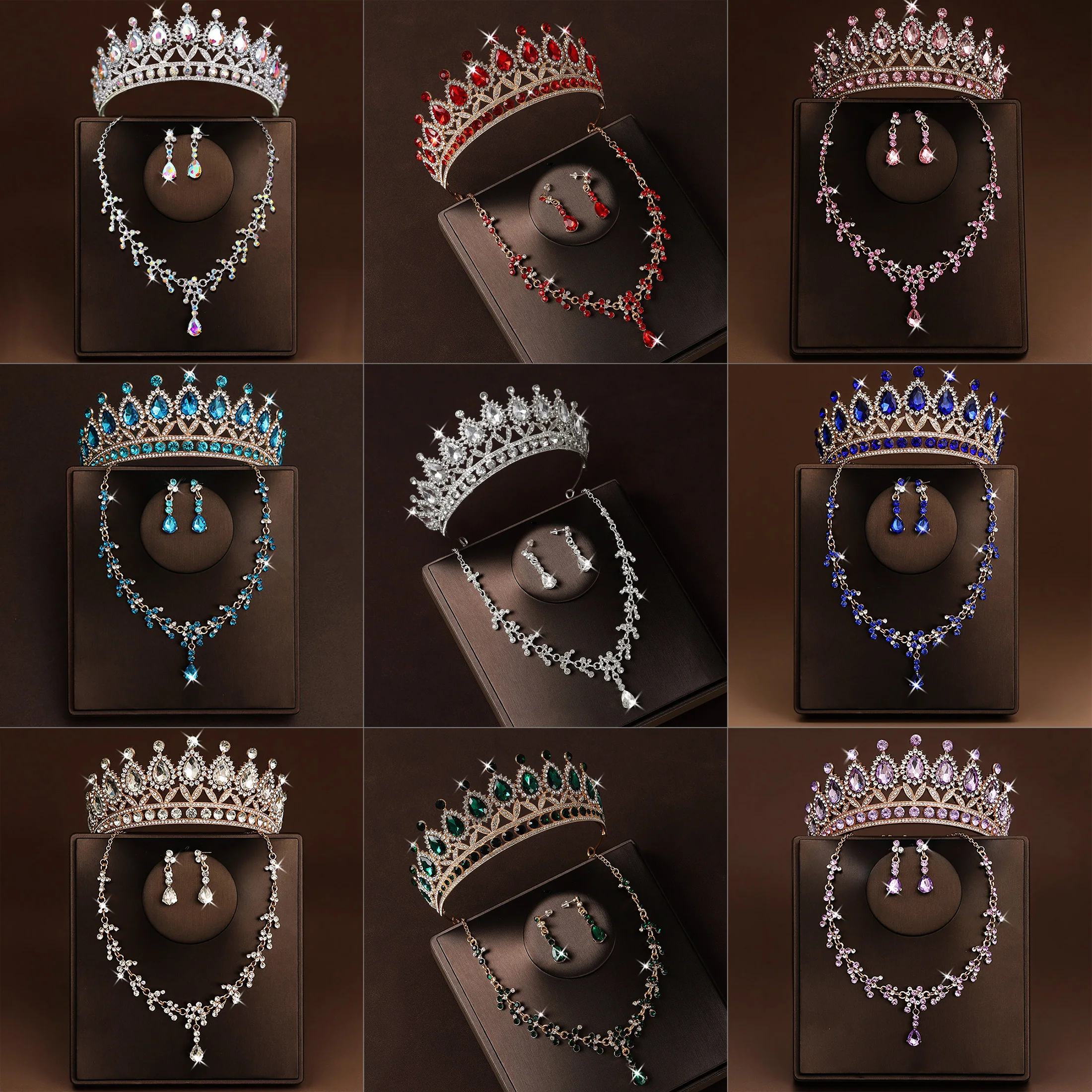 4-teiliges Set mit Barock-Strasssteinen, Brautschmuck-Set für Bräute, Hochzeit, Kopfschmuck, Damen-Event, Abendball-Zubehör Image