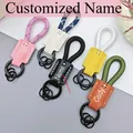 Nuovo portachiavi in corda intrecciata in pelle con nome personalizzato personalizzato inciso portachiavi anti-smarrimento con portachiavi con ciondolo per auto fatto a mano regalo