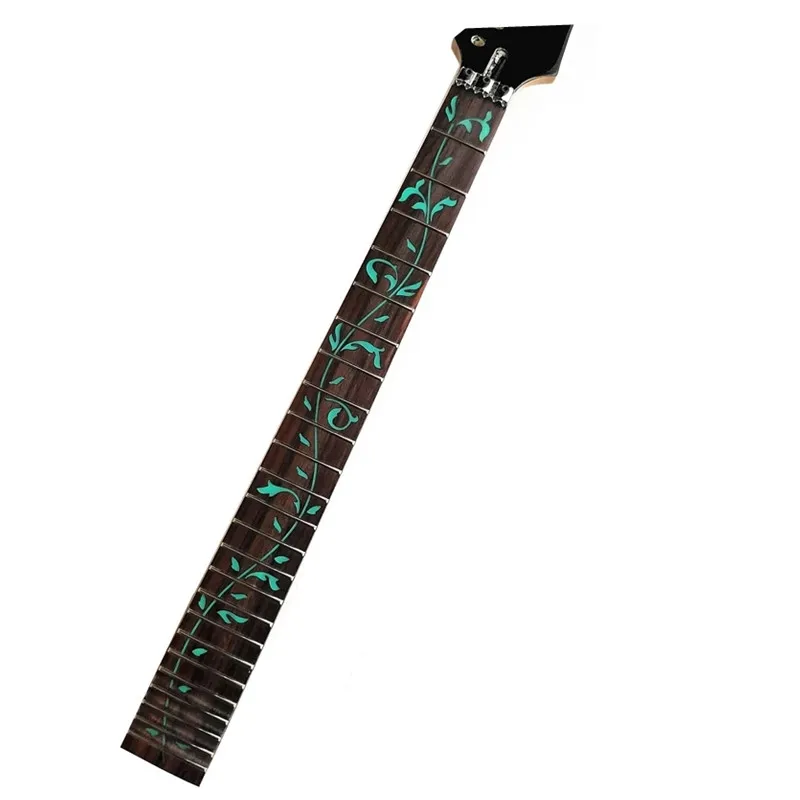 24-Bünde-Inlay, grüner Baum des Lebens, Ahorn-E-Gitarrenhals, Palisander-Griffbrett, schwarze Kopfplatte, Gitarren-Zubehör-Teile Image
