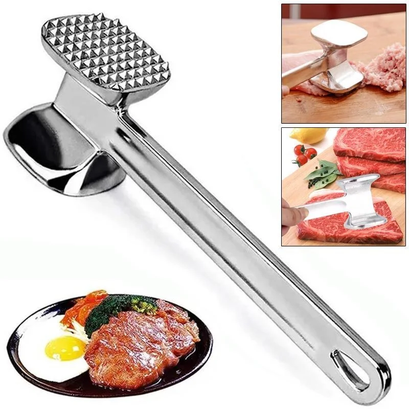 Professioneller Fleischklopferhammer aus Edelstahl – Doppelnadel und flacher Hammerkopf für Steak, Rindfleisch, Huhn, Schweinefleisch, Küchenwerkzeug Image