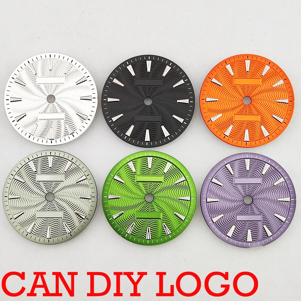 Zifferblatt 28,5 mm NH35 Zifferblatt Texturmuster grün leuchtend, passend für NH34A/NH35A/MIYOTA8215 Uhrwerk Uhrenzubehör Mod Image