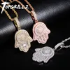 TOPGRILLZ Neue Hand Anhänger Halskette Mit Tennis Kette Kubanische kette Gold Silber Farbe Iced Out Kubikzircon Hip Hop Rock Schmuck