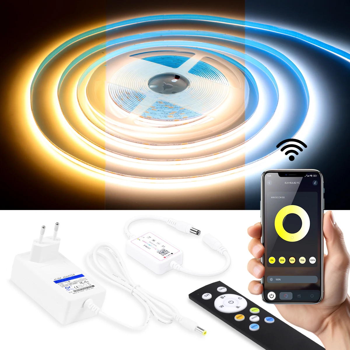 2M 5M 10M Smart CCT LED Streifen Licht Bluetooth App Steuerung COB LED Band Lampe Zimmer Dekor lichter Kit Weiß Und Warm Weiß Beleuchtung