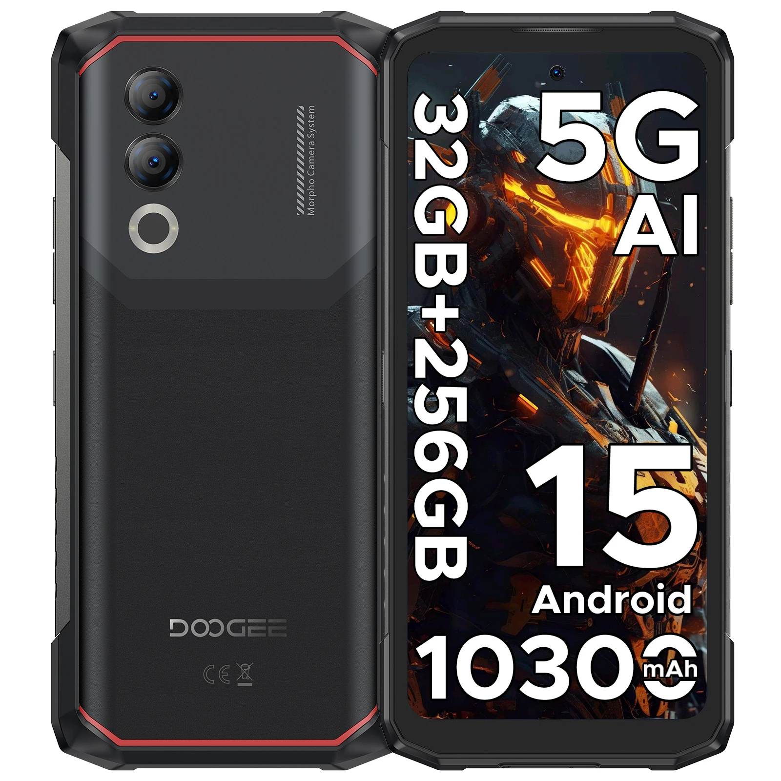 DOOGEE Blade20 Turbo 5G Robustes Telefon Gemini Al 6,6'' Bildschirm 10300mAh Akku 8GB 256GB 50MP Kamera Android 15 NFC Mobiltelefon