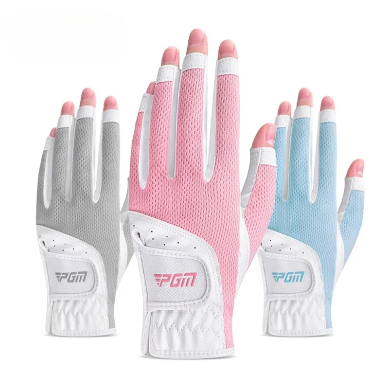 Golfhandschuhe für Damen mit freiliegenden Fingern, Sommer, atmungsaktives Mesh, Sonnenschutz, Golf, flexible Fingerabdeckungen, Golfzubehör Image