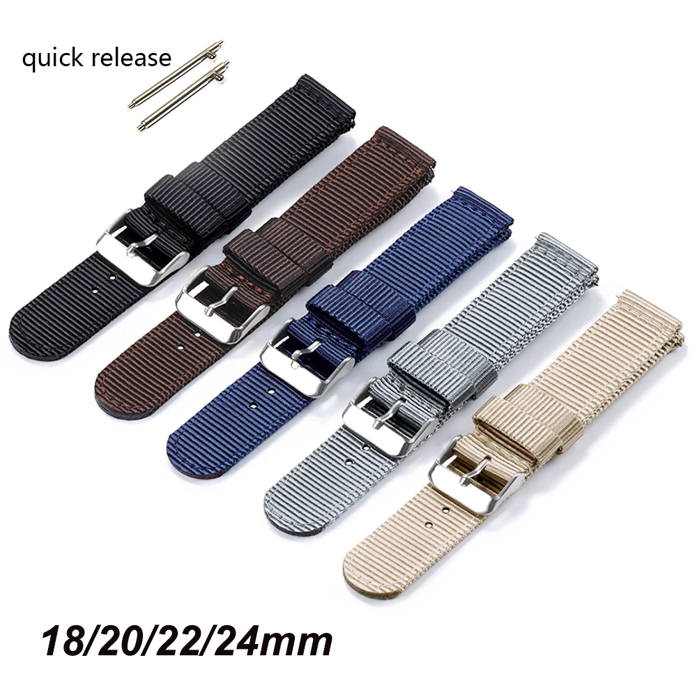 Armband 18mm 20mm 22mm 24mm Schnellverschluss Nylonarmband Uhrenarmbänder Edelstahlschnalle für Seiko für Damen und Herren Zubehör Image