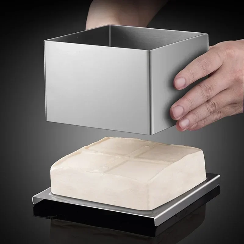 Tofu-Herstellungsform, Edelstahl, quadratisch, Tofu, DIY-Herstellungsform, praktisch, selbstgemacht, Tofu-Box, Druck, Wasser, Küche, Kochutensilien Image