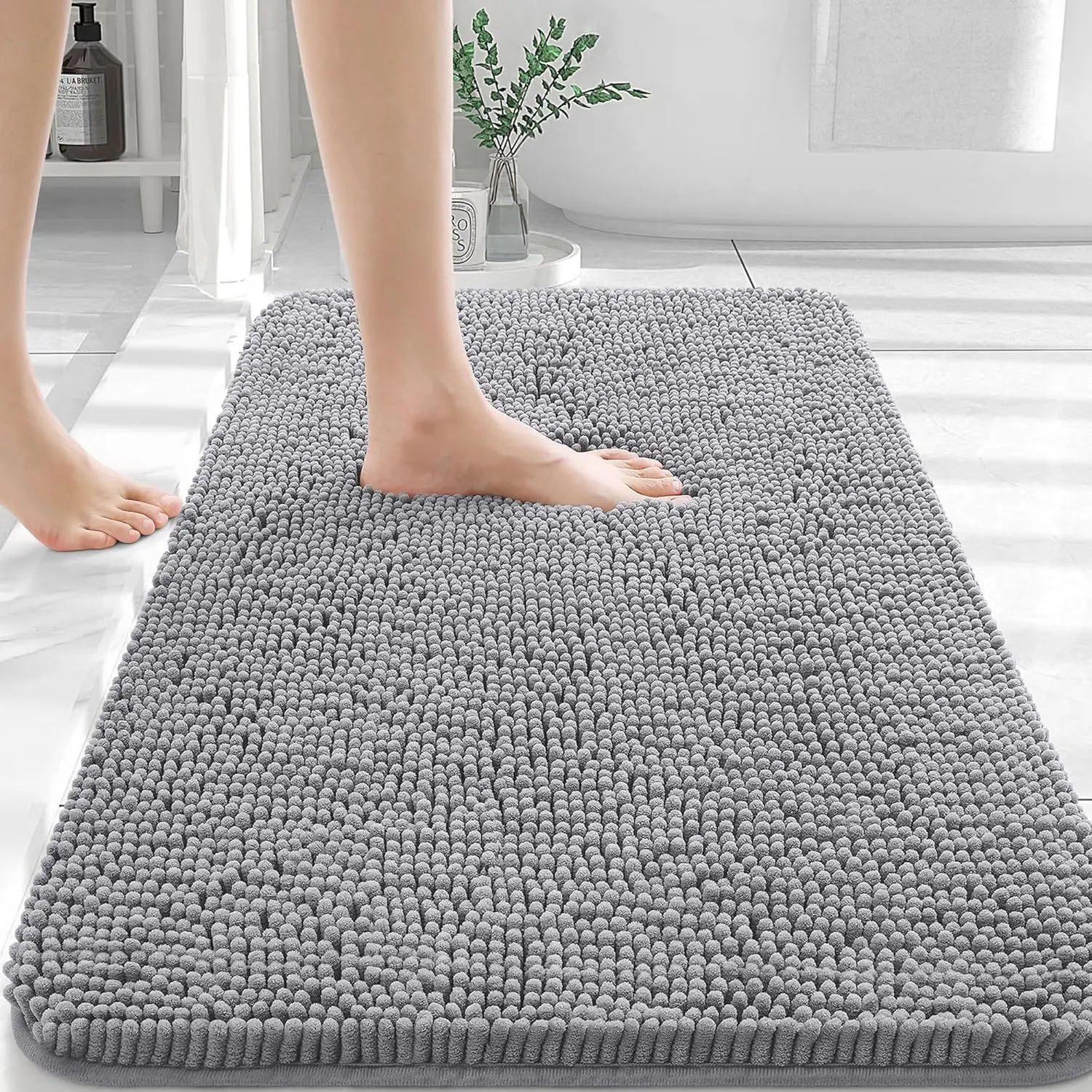 Tapis de salle de bain en Chenille absorbant Extra doux, tapis de bain pour sol de salle de bain, baignoire et douche, accessoires de décoration pour la maison