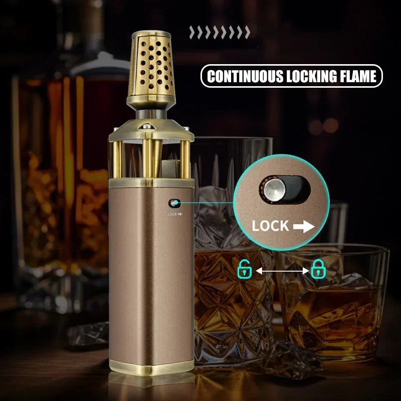 JOBON Strong Blue Flame aufblasbares Feuerzeug, multifunktional, 360°-Zweck ° Invertierter Einsatz mit einem Schlüsselschloss, Feuerwehrfeuerzeug Image