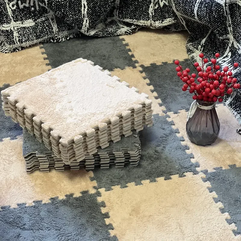 Baby Plüsch Krabbelmatte Ineinandergreifend Rutschfest Patchwork Teppich EVA Schaum Bodenmatte Kinder Anti Herbst Boden Schlafzimmer Dekoration