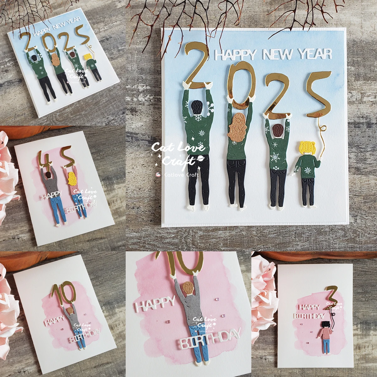 Holding up numbers Family background Metal Cutting Dies Scrapbooking Stencil Die Cuts Card Making Craft Embossing New Dies
