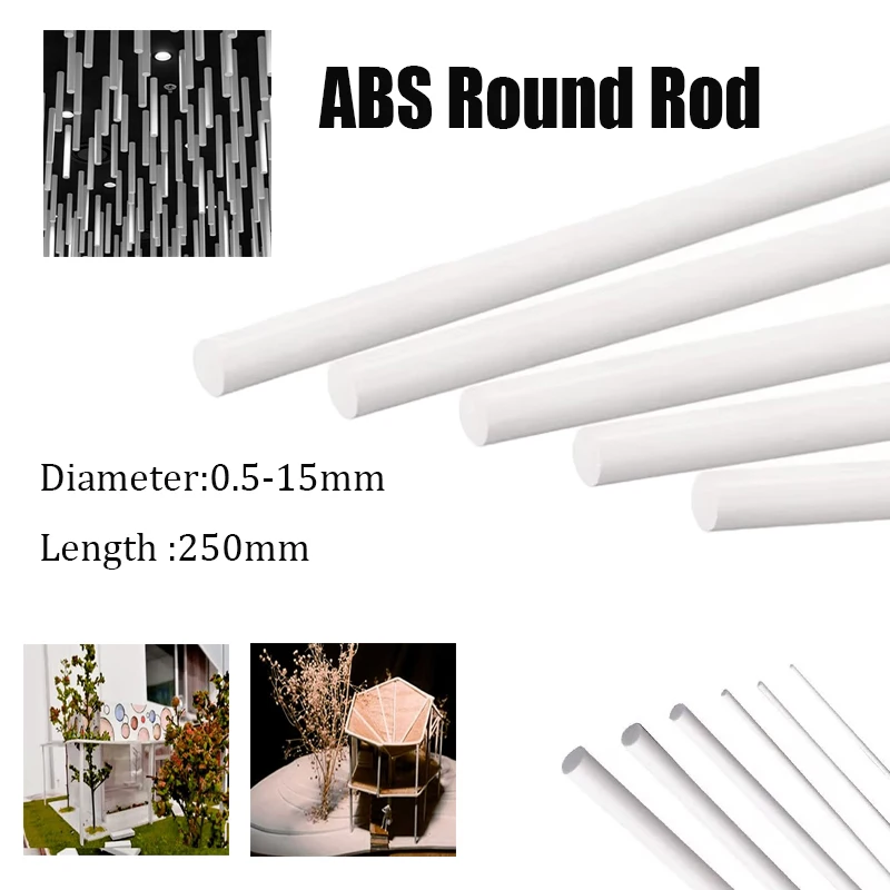 1/5/25/50 Stück ABS-Kunststoff-Rundstab DIY handgemachte Sandtischgebäudemodell Dekoration Material Durchmesser 0,5 mm ~ 15 mm Image