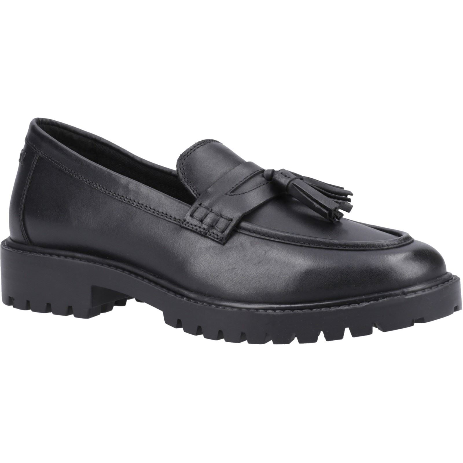 Hush Puppies Abigail Senior Leather Girls's Black Loafers - Size UK 4 | Hush Puppies Sale | Discount Designer Brands