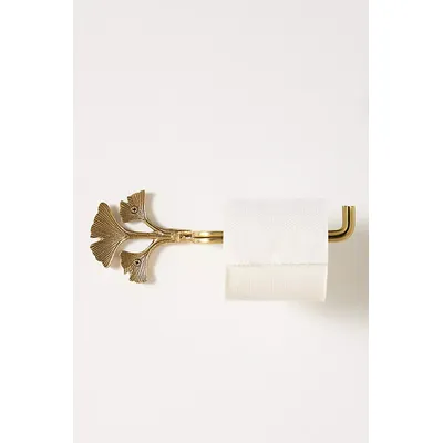 Gingko Leaf Brass Toilet Roll Holder