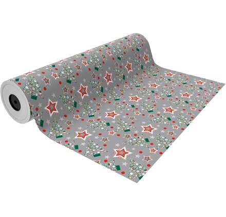 Espírito rebelde Graue Geschenkpapierrolle Christmas Pine Trees 62cm x 90m – Wiederverwertetes Weihnachtspapier Image