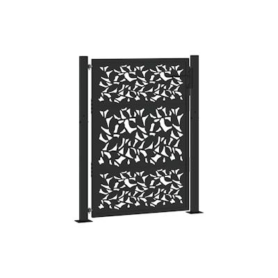vidaXL Gartentor Schwarz 105x130 cm Stahl Blatt-Design Image