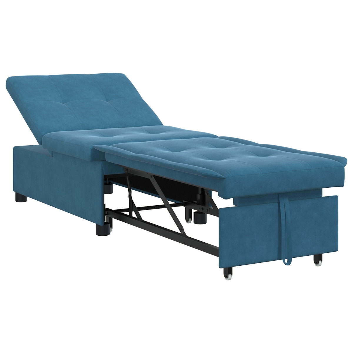 vidaXL Schlafsofa 3-in-1 Ausziehbares Design Blau Samt Image